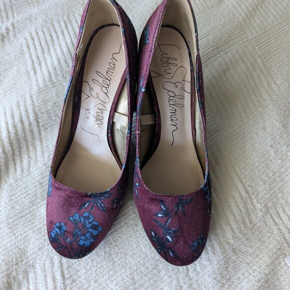 Libby Edelman Sean Floral Velveteen Pumps  Size 6.5 - Picture 3 of 4